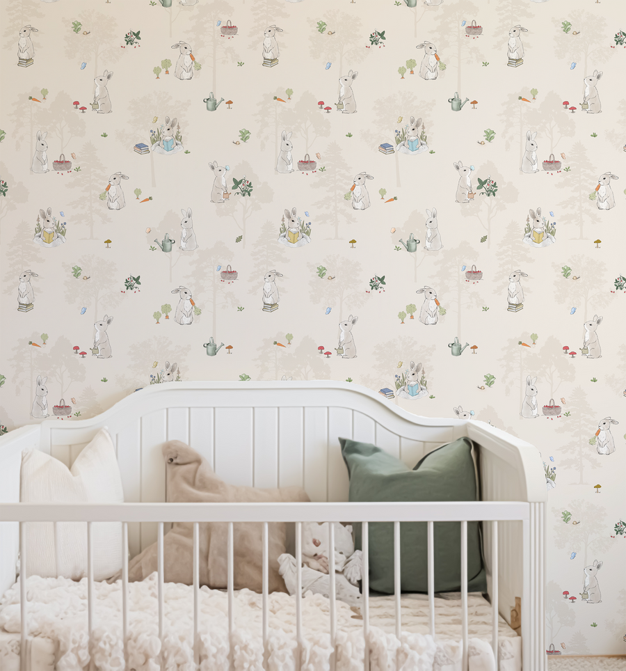 Flopsy - Vintagetapet med kaninsagor