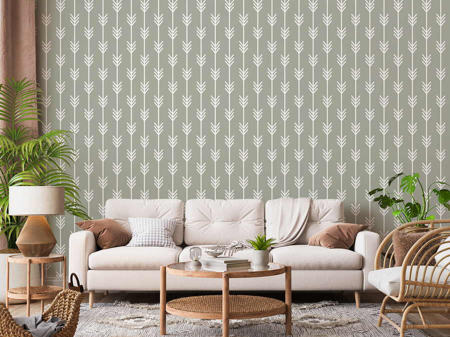 Agnes – beige soffa med många gröna växter