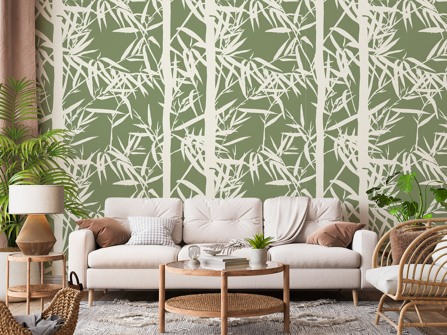 Jade – beige soffa med många gröna växter